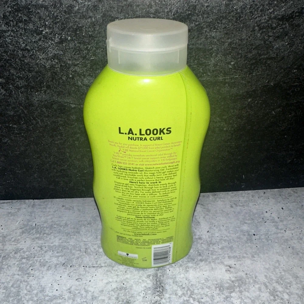LA Looks Nutra Curl Perfect Curl Hair Gel, Level Mega 8 Hold, Clear, 30oz JUMBO